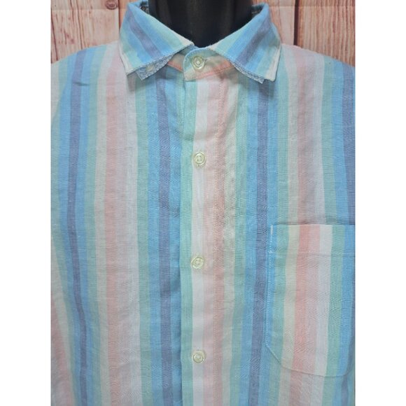 Tommy Bahama Mens Linen Striped Long Sleeve Shirt Large - Picture 3 of 7